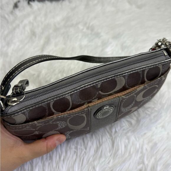 COACH y2k Gray Silver Signature Canvas  Mini Purse Wristlet - Picture 3 of 11